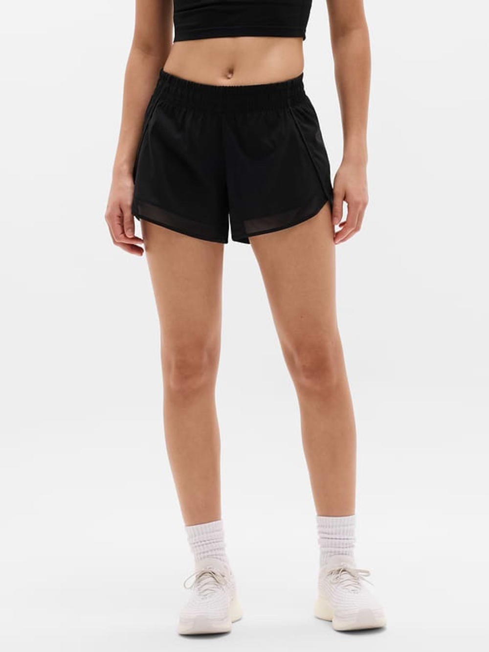 Athleta Black Athletic Shorts with Mesh Trim